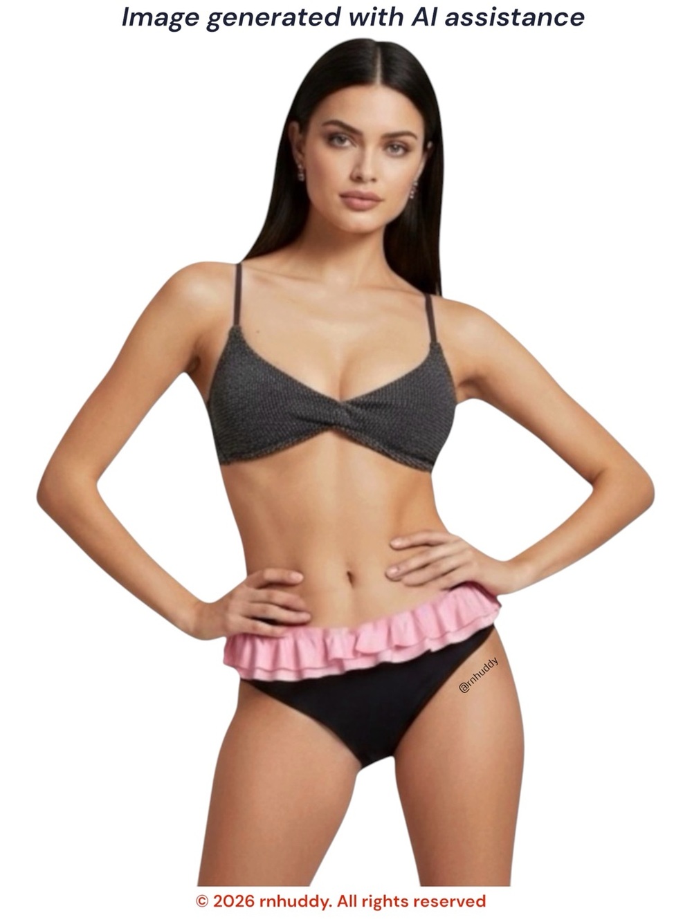 Luli Fama S pink/black ruffle bikini bottom